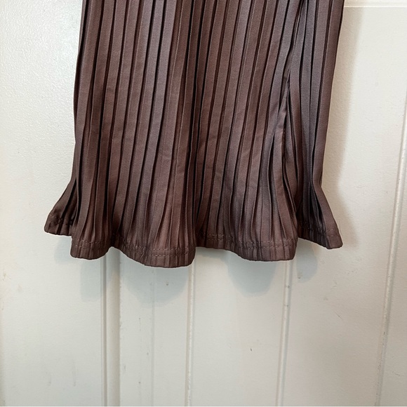 Love Cameron LA Light brown Wide Leg Ruffled Stretchy Pants High Waist Pull On - Picture 6 of 10